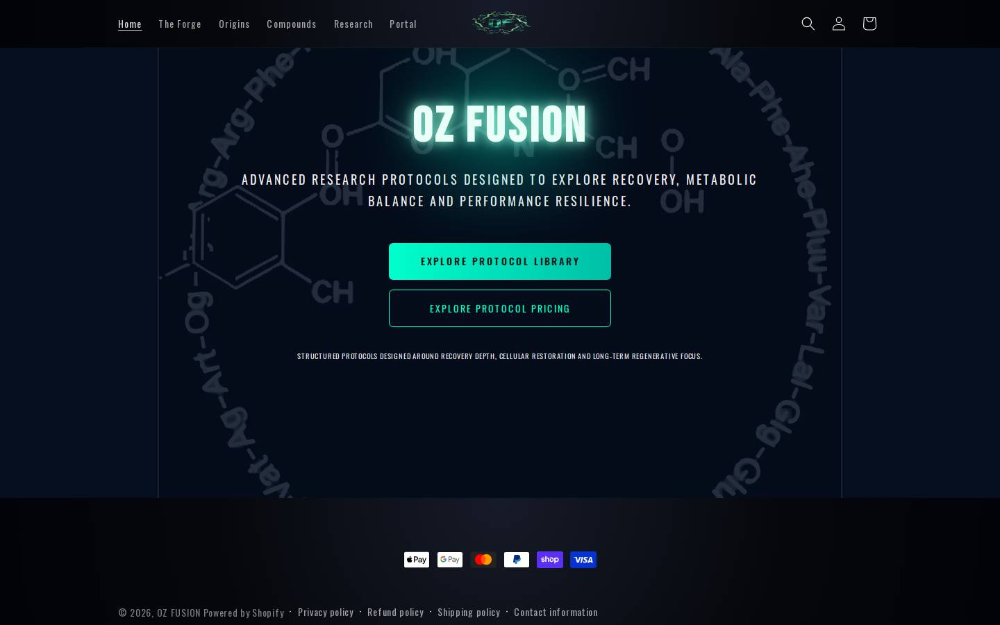 ozfusionpeptides.com homepage screenshot