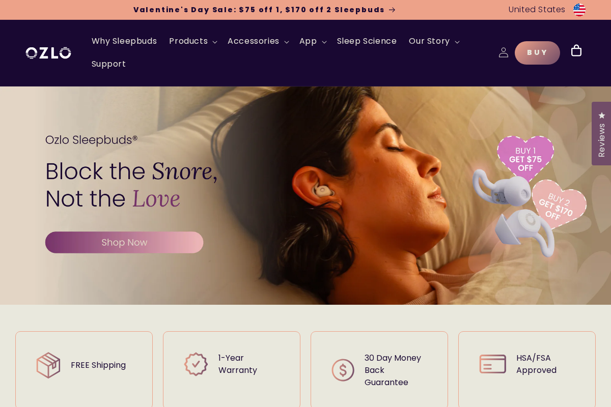 Ozlo Sleepbuds® homepage screenshot