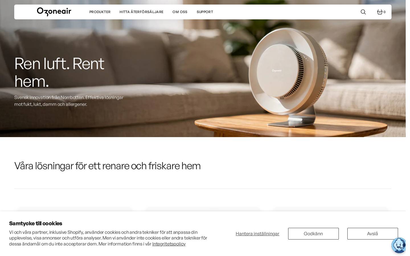 Ozoneair homepage screenshot