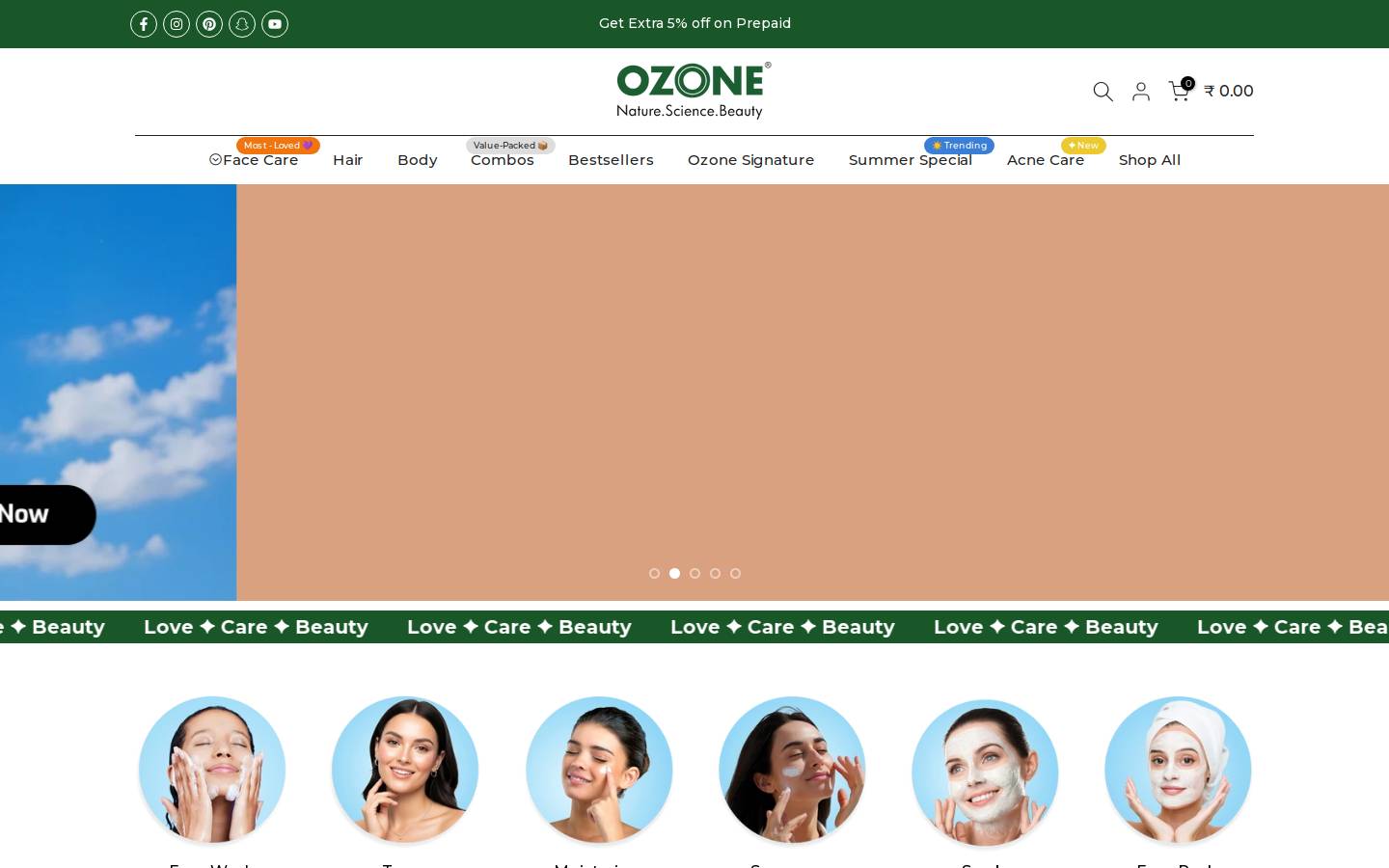 ozoneayurvedics.com homepage screenshot