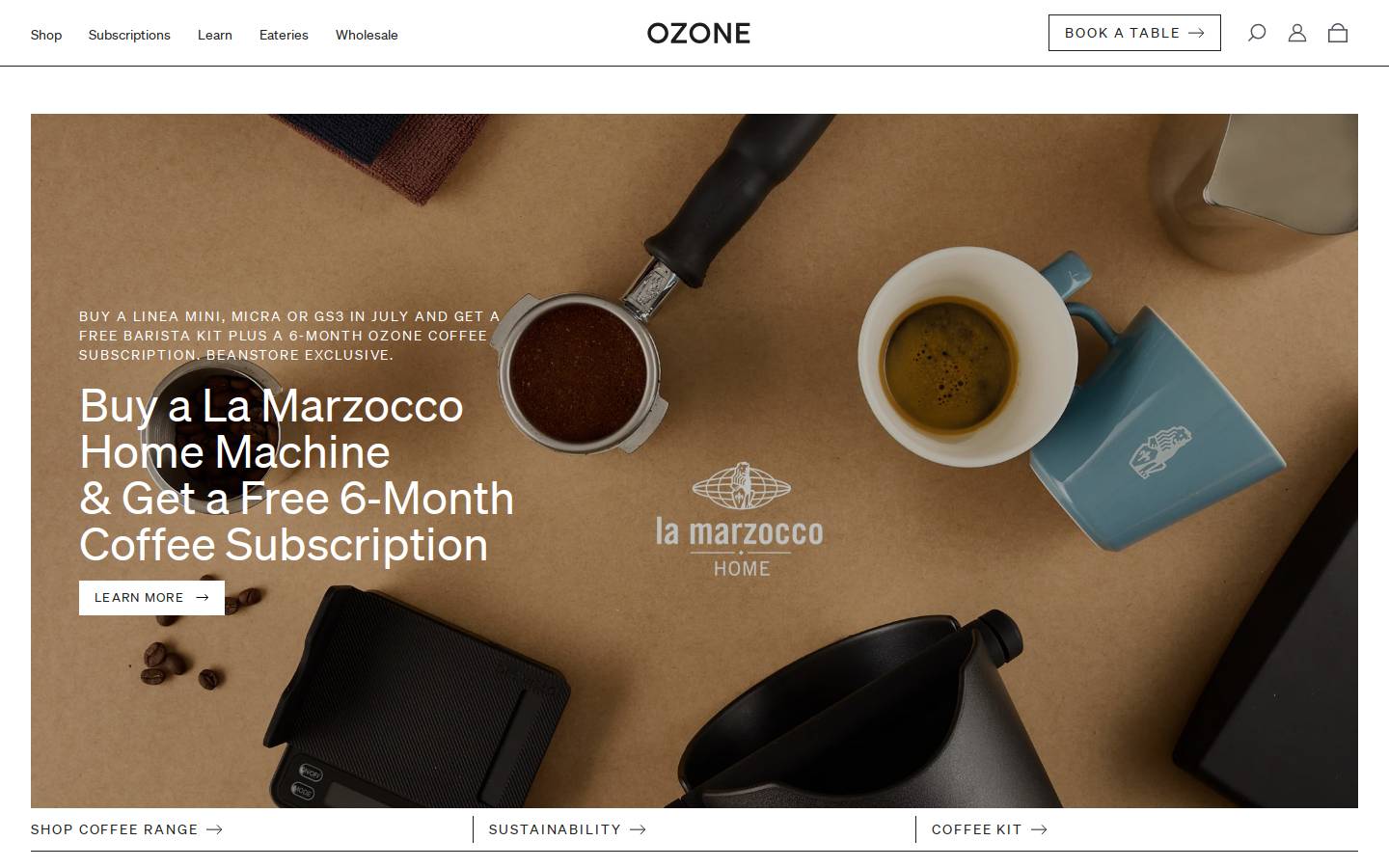 ozonecoffee.co.nz homepage screenshot