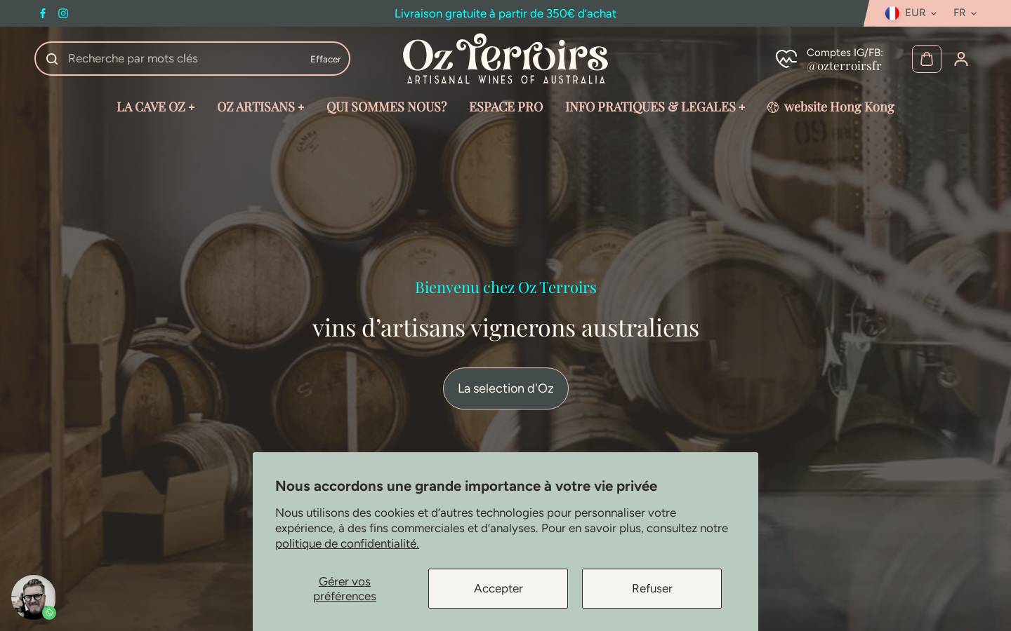ozterroirs.fr homepage screenshot