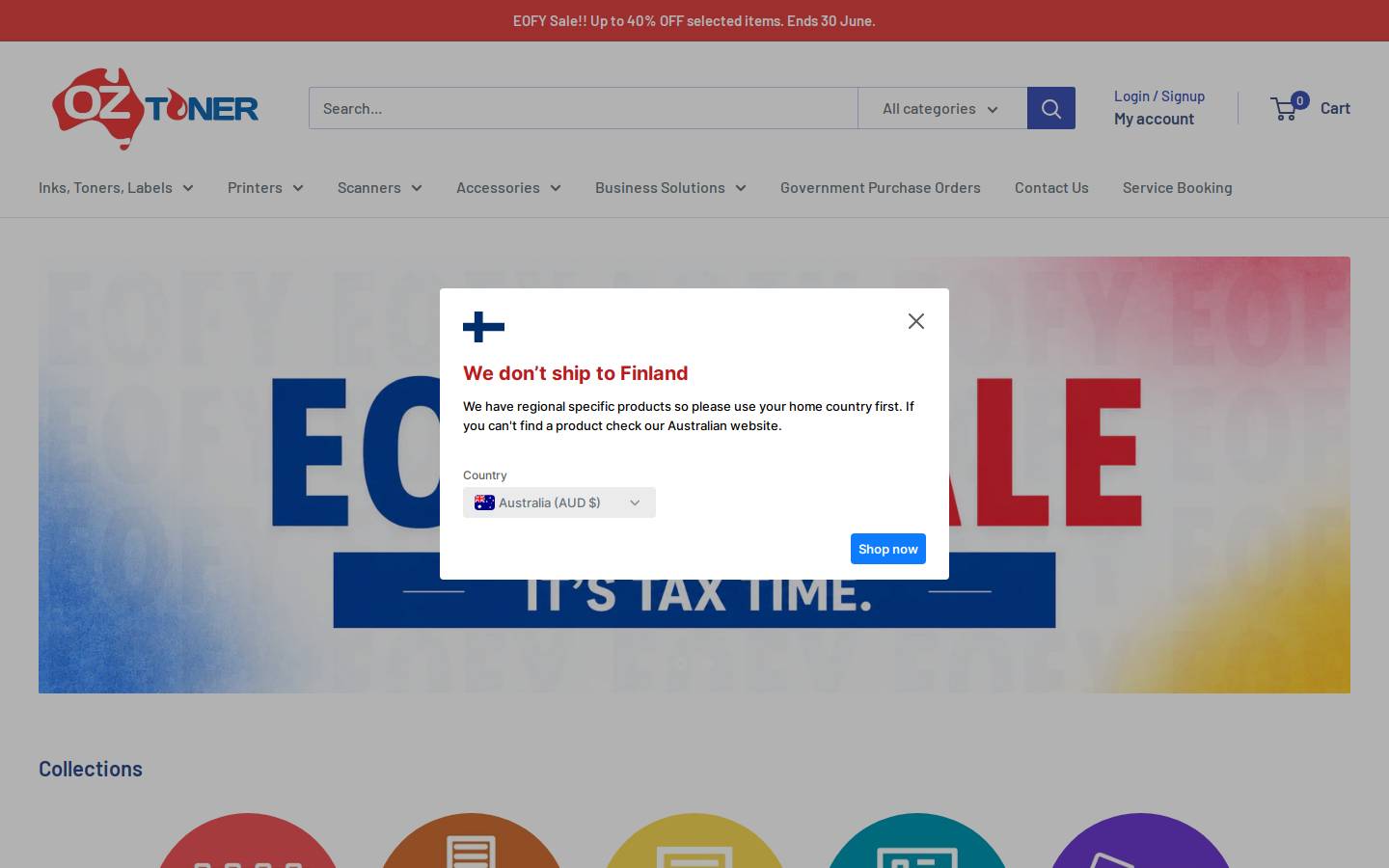 oztoner.com homepage screenshot