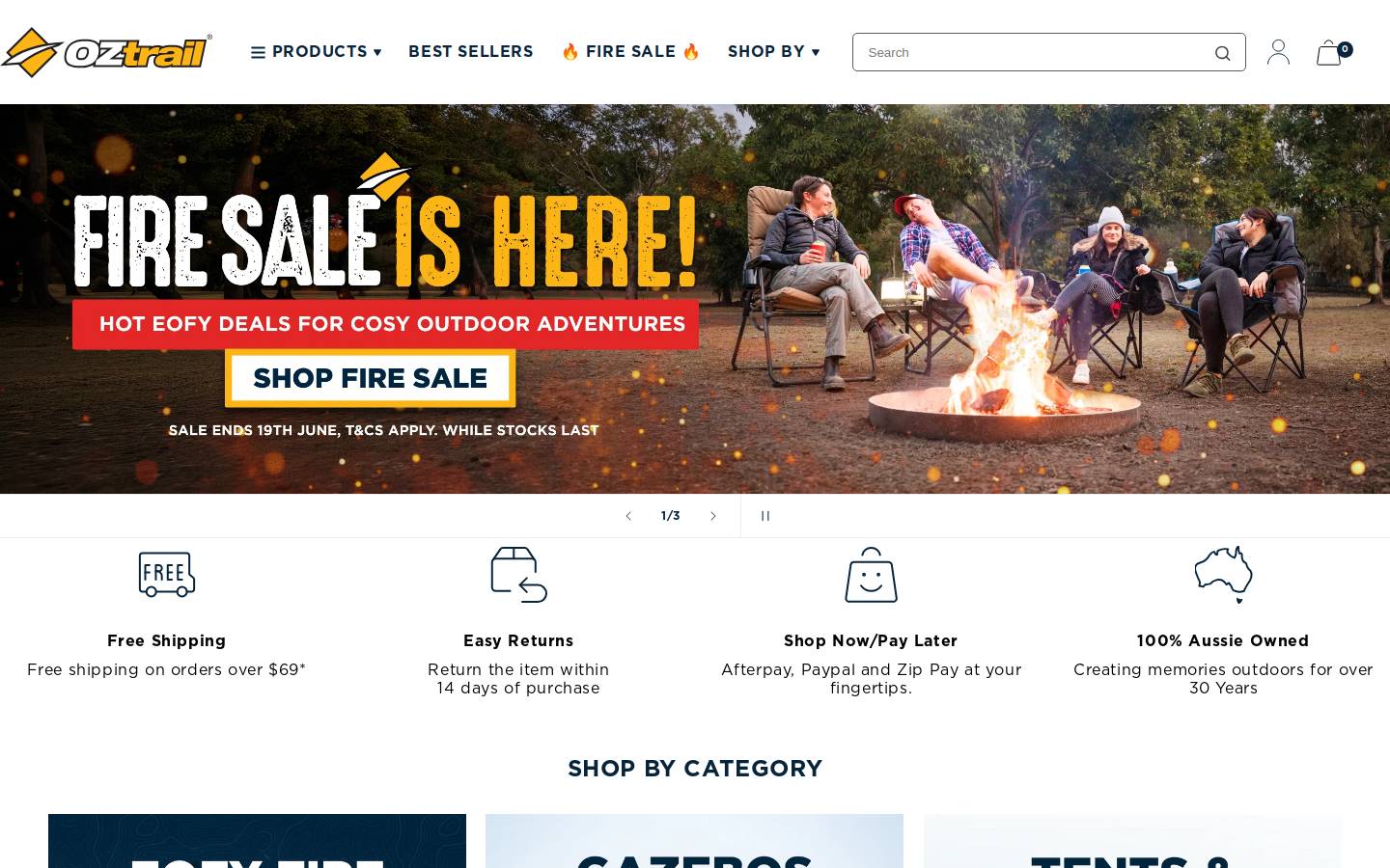 Oztrail homepage screenshot