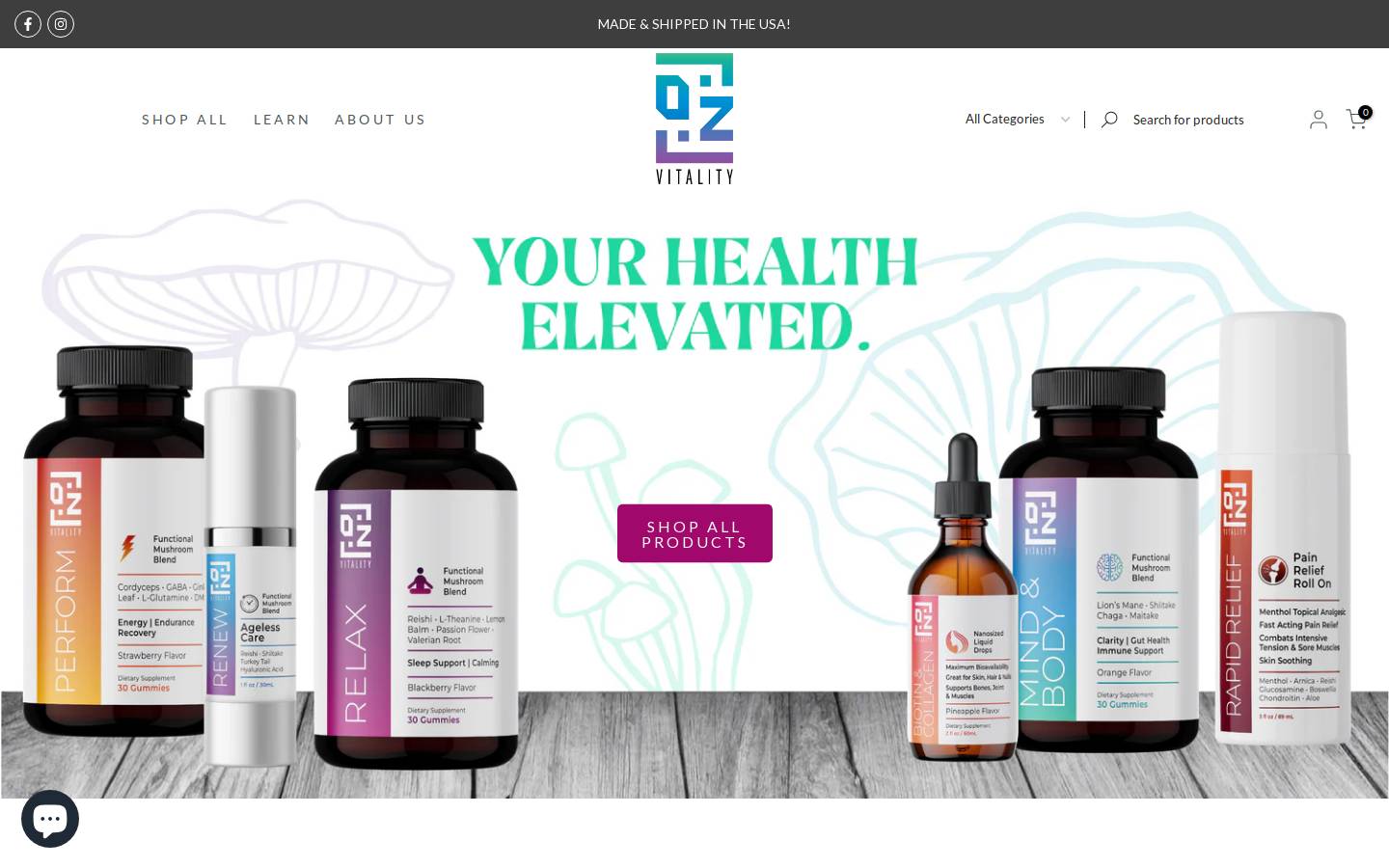 ozvitality.com homepage screenshot