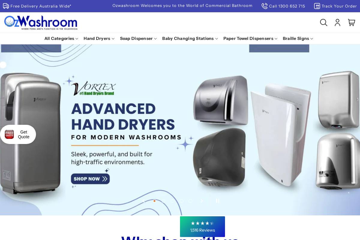 ozwashroom.com.au homepage screenshot