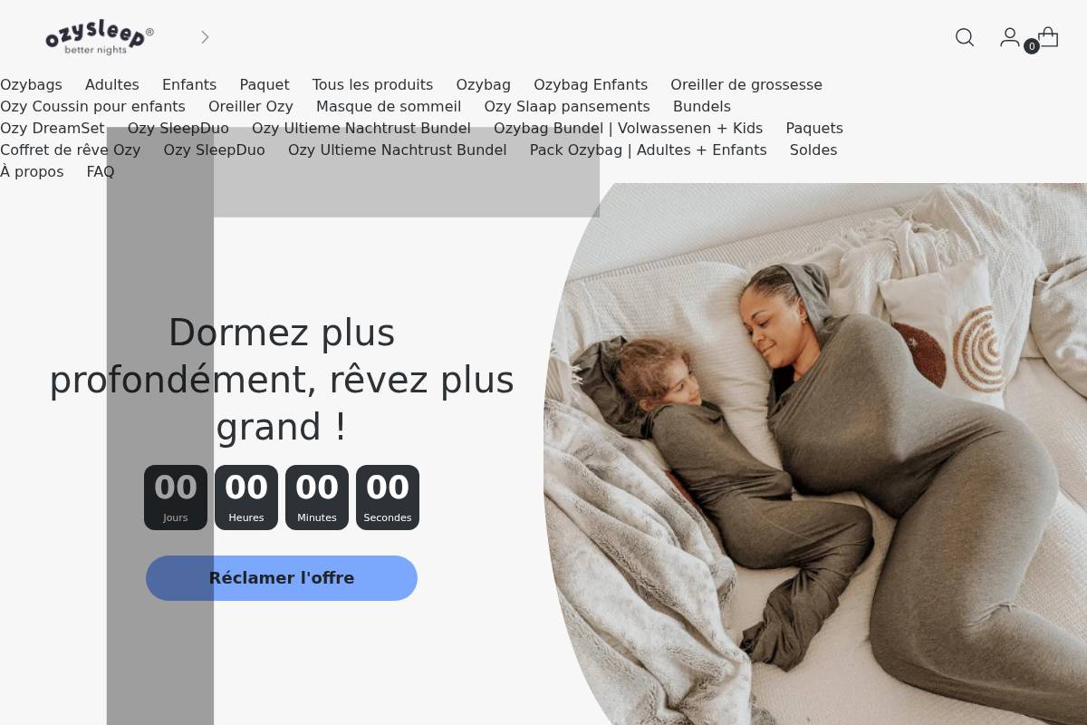 Ozysleep homepage screenshot
