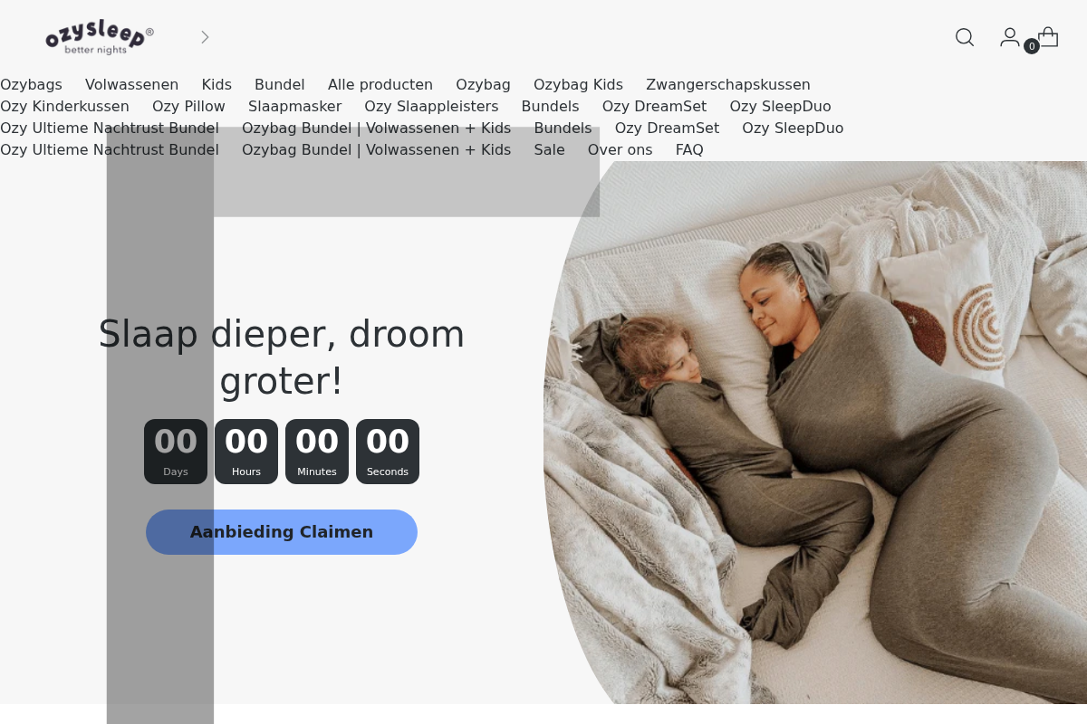 Ozysleep NL homepage screenshot