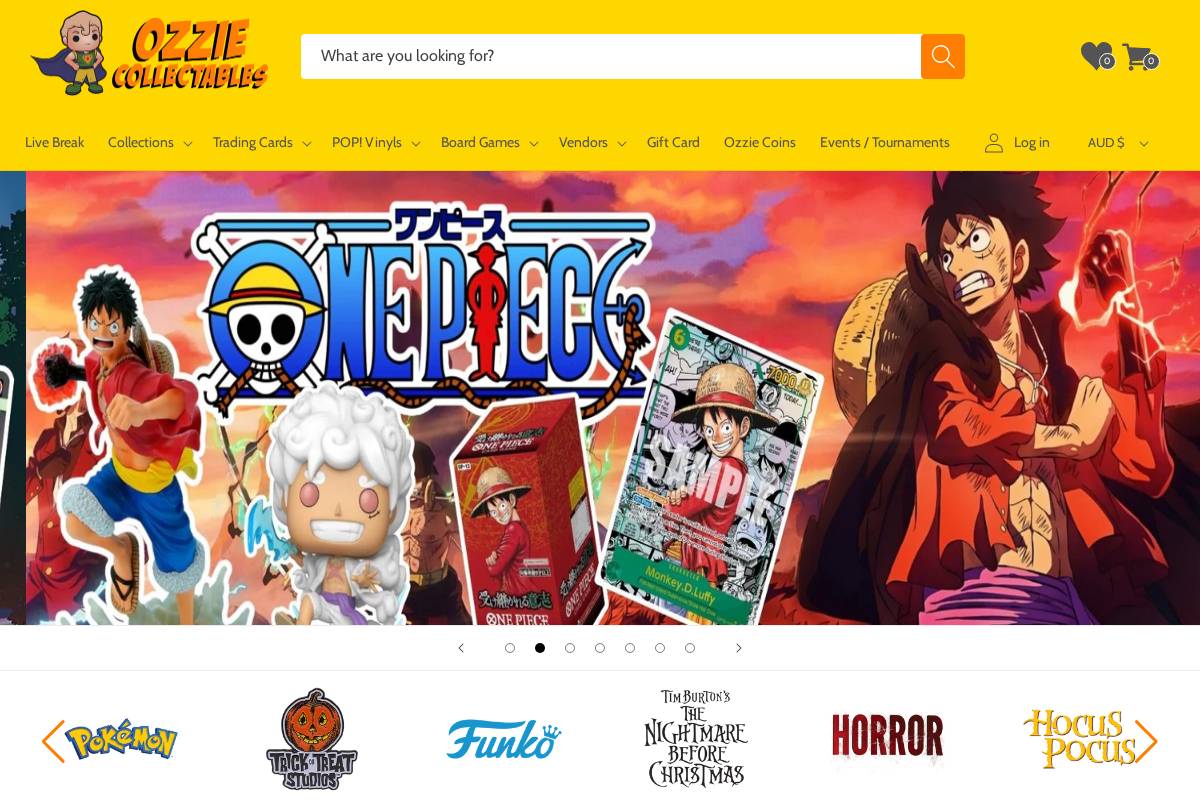 ozziecollectables.com homepage screenshot