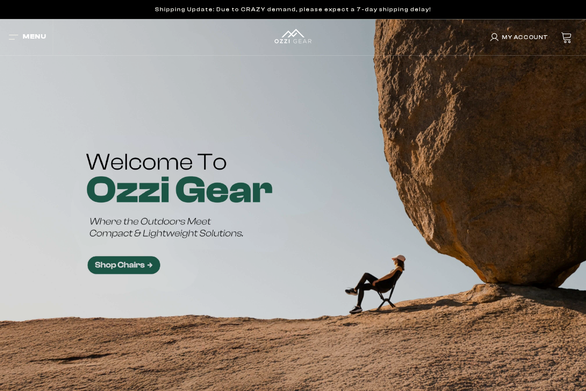 Ozzi Gear homepage screenshot