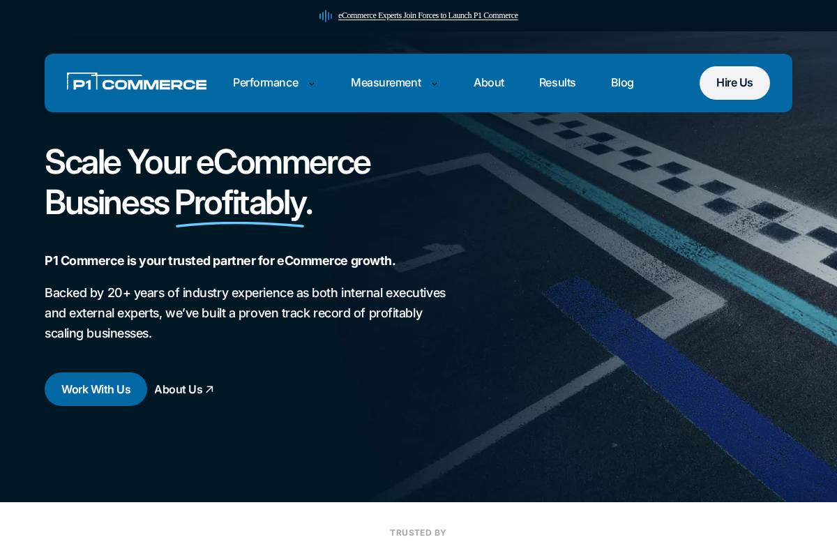 p1commerce.com homepage screenshot