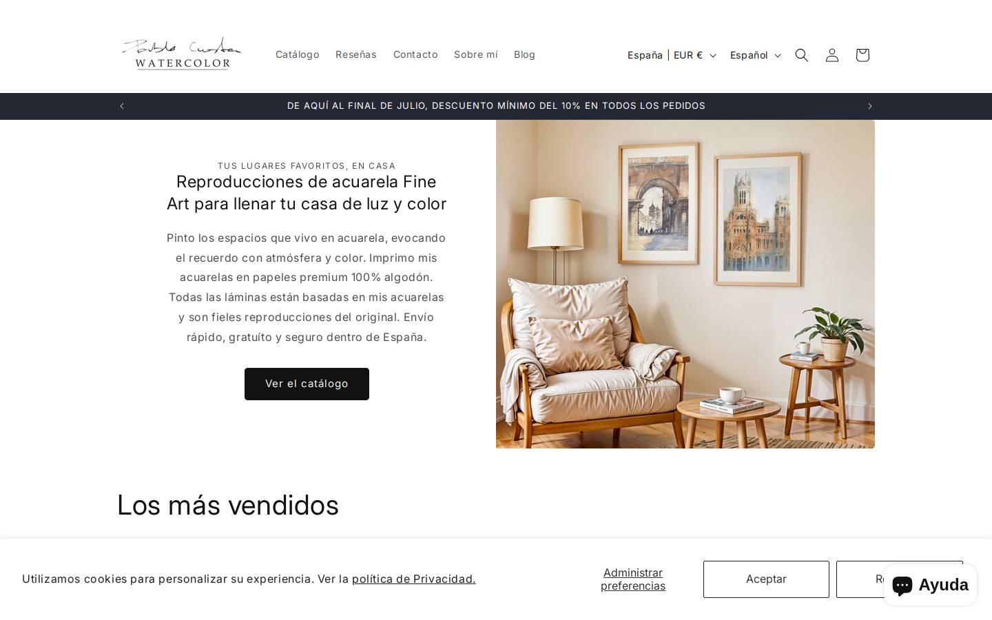 pablocuestawatercolor.com homepage screenshot