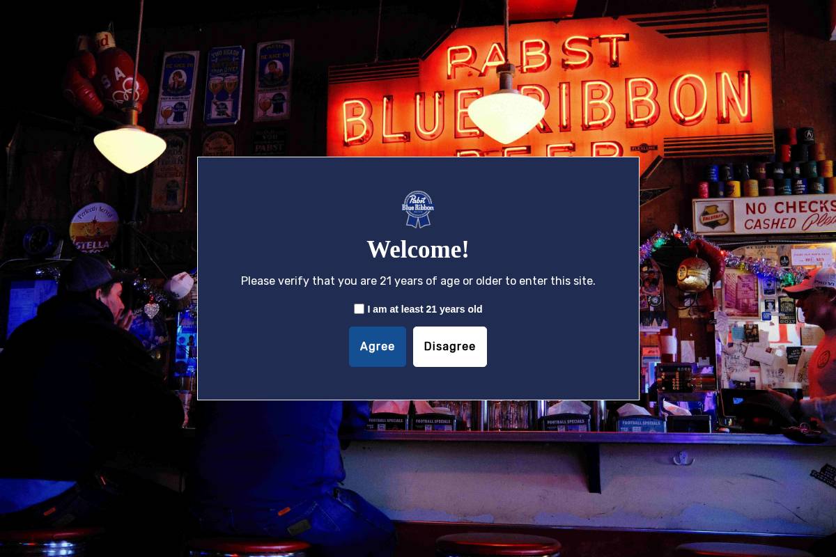 pabstblueribbon.com homepage screenshot