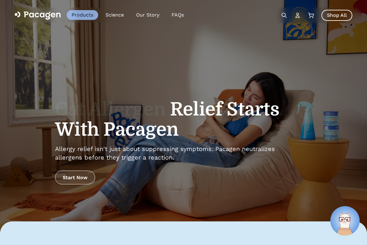Pacagen homepage screenshot
