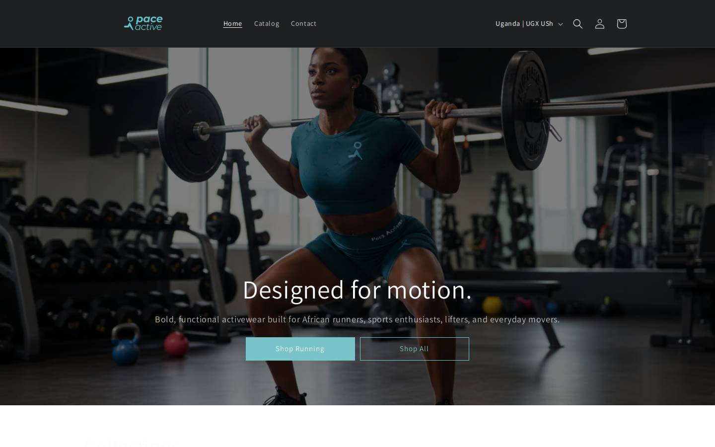 paceactivewear.com homepage screenshot