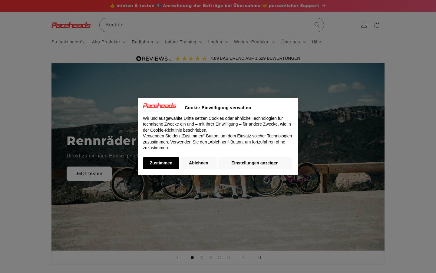 Paceheads homepage screenshot
