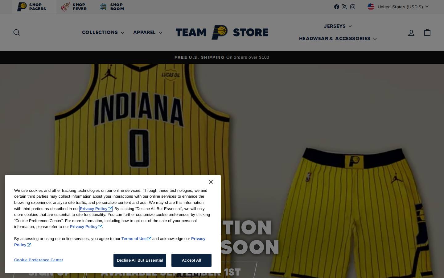 pacersteamstore.com homepage screenshot