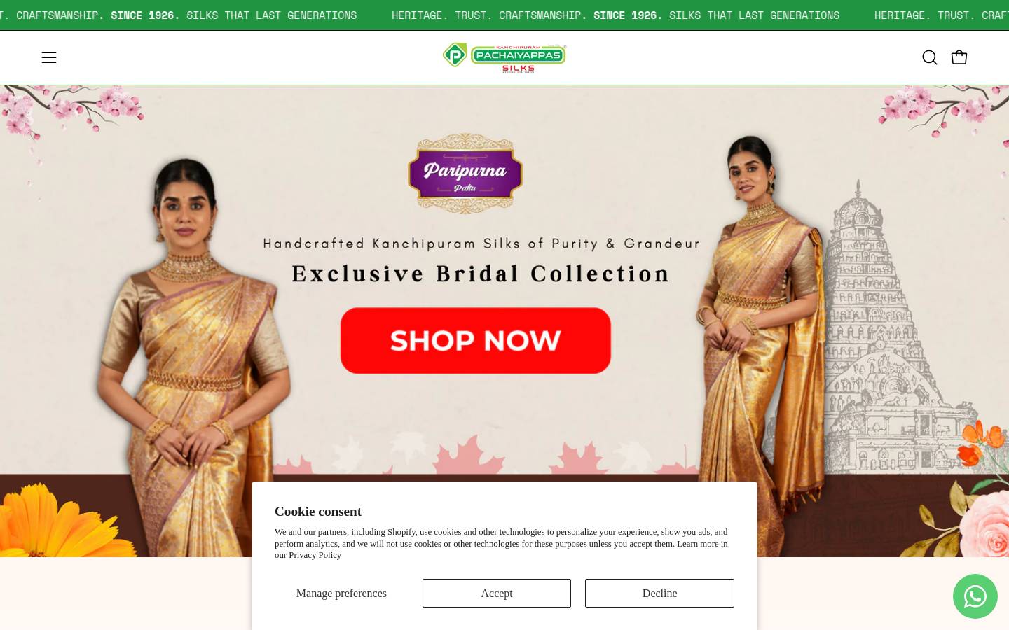 pachaiyappas.in homepage screenshot