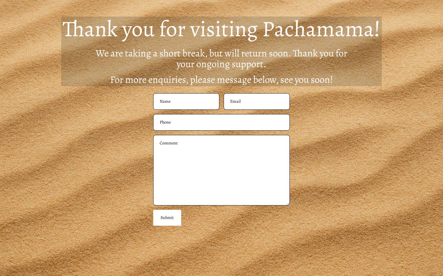 pachamamacup.com homepage screenshot
