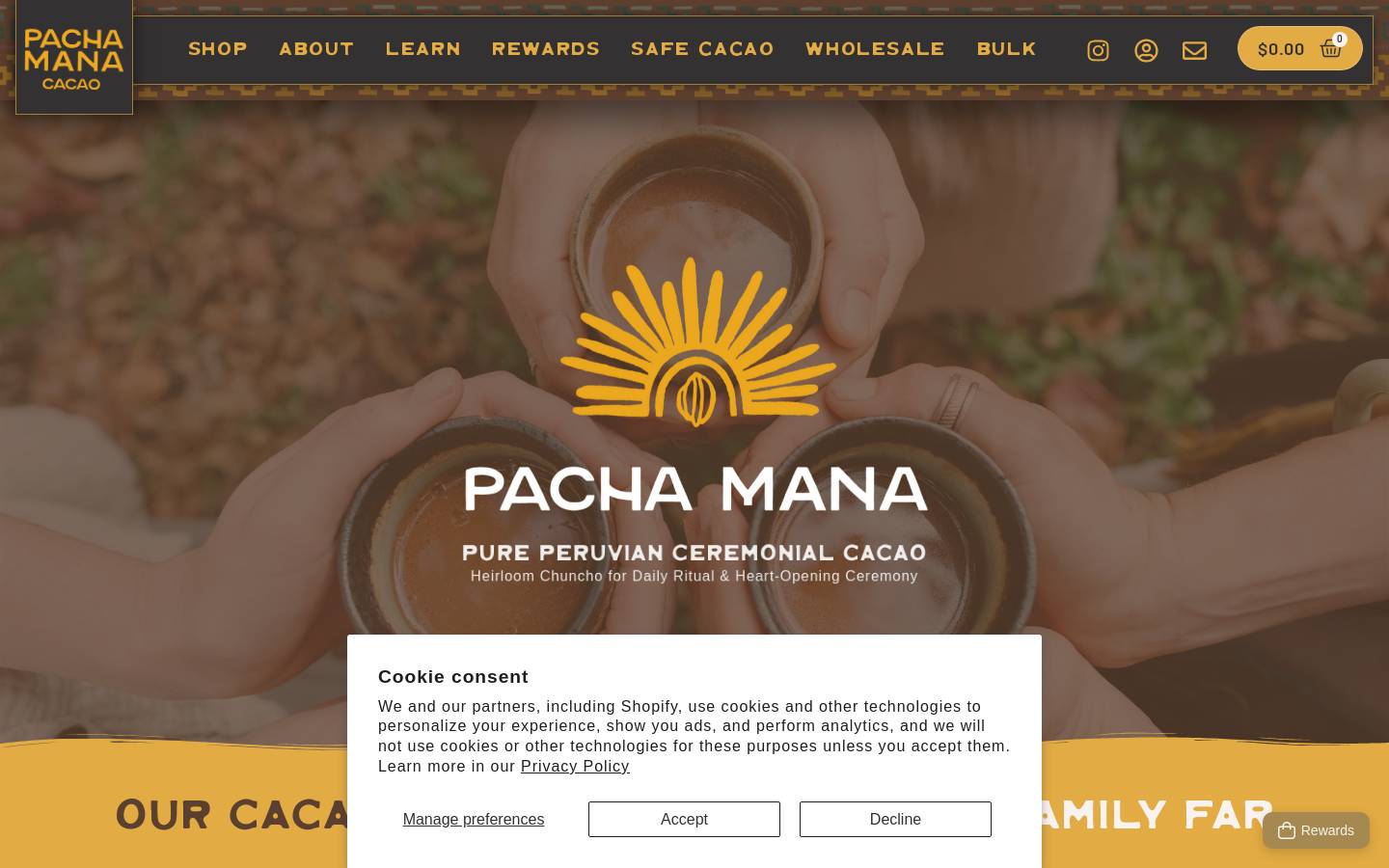 pachamana.com homepage screenshot