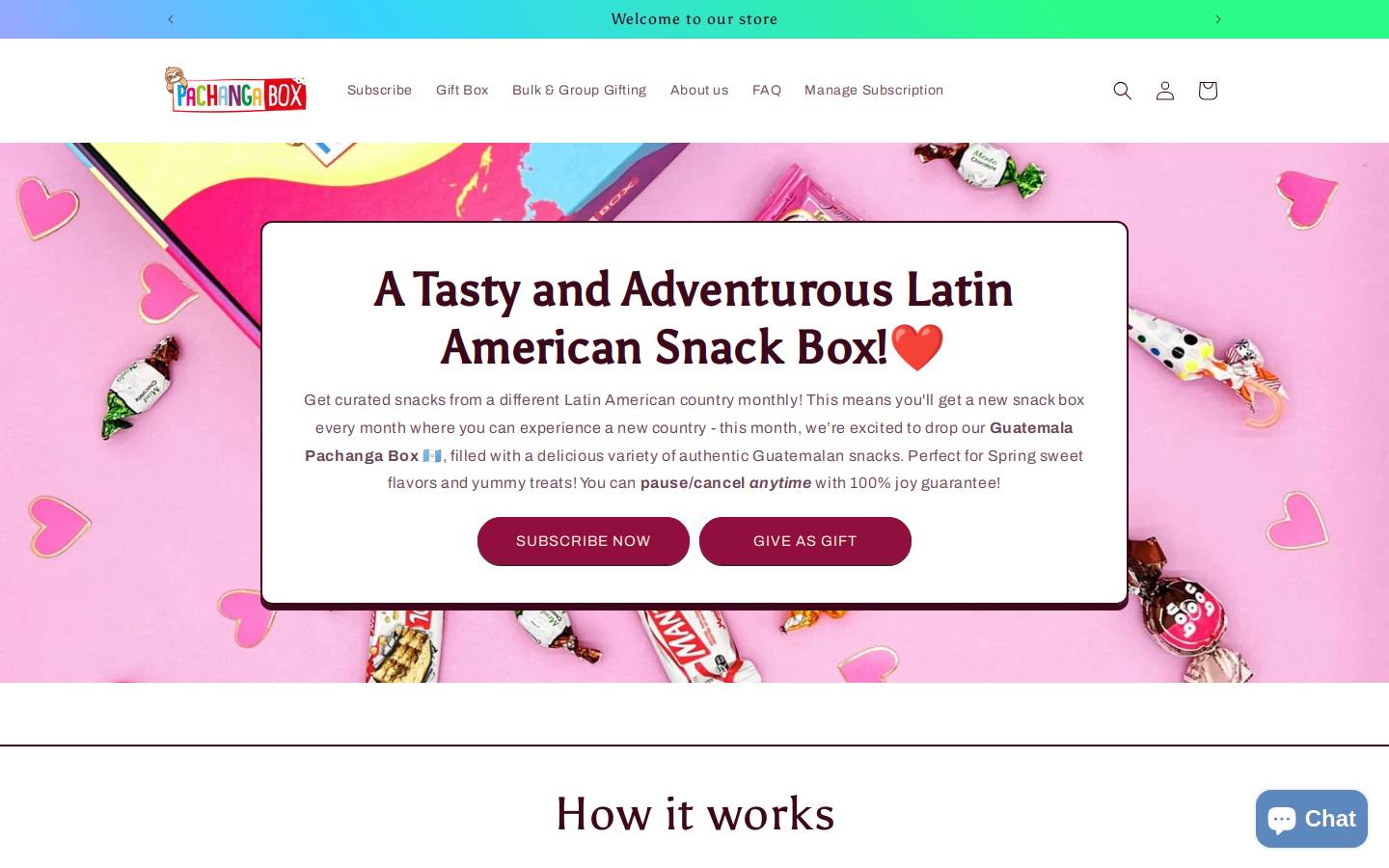 pachangabox.com homepage screenshot