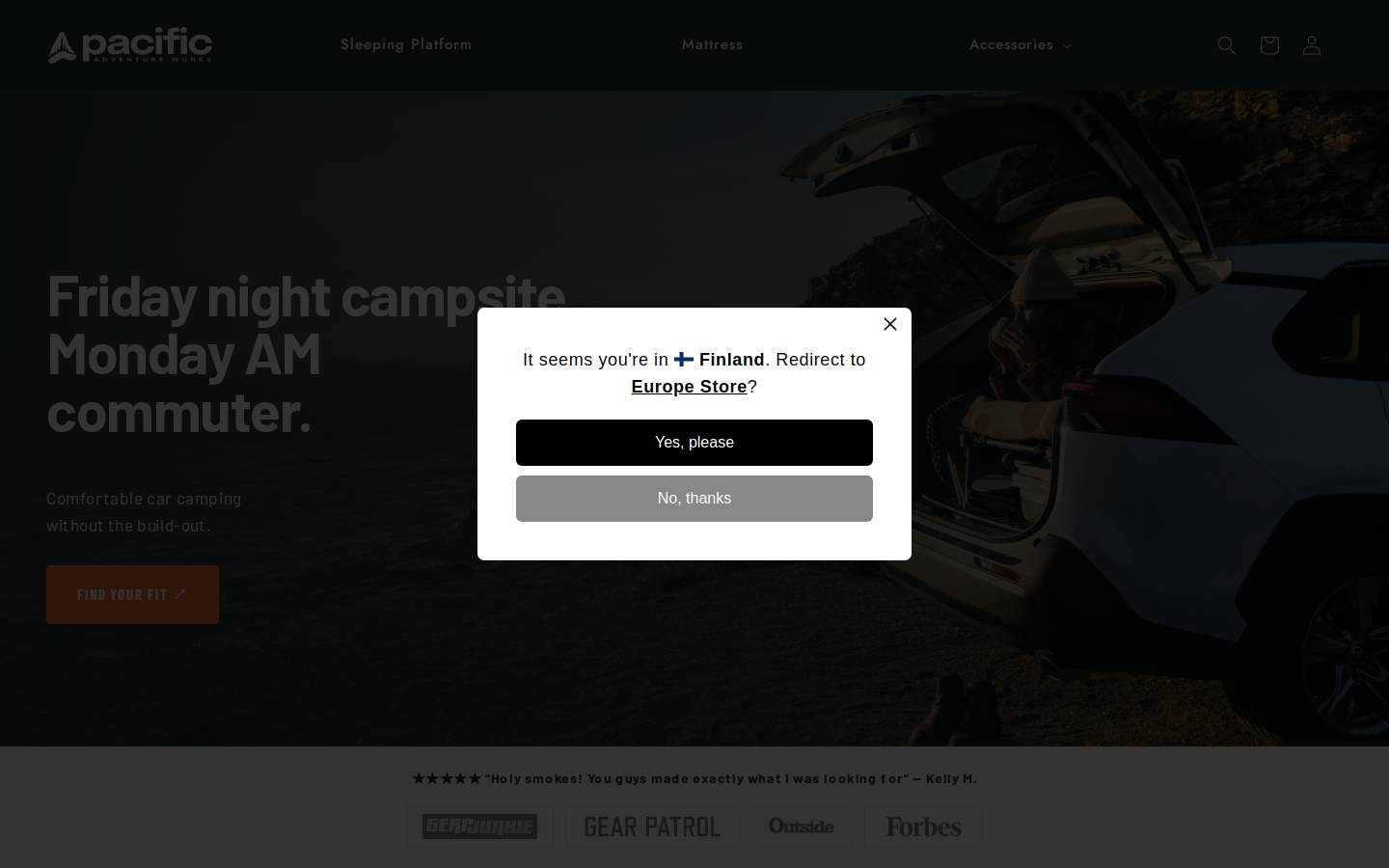 pacificadventureworks.com homepage screenshot