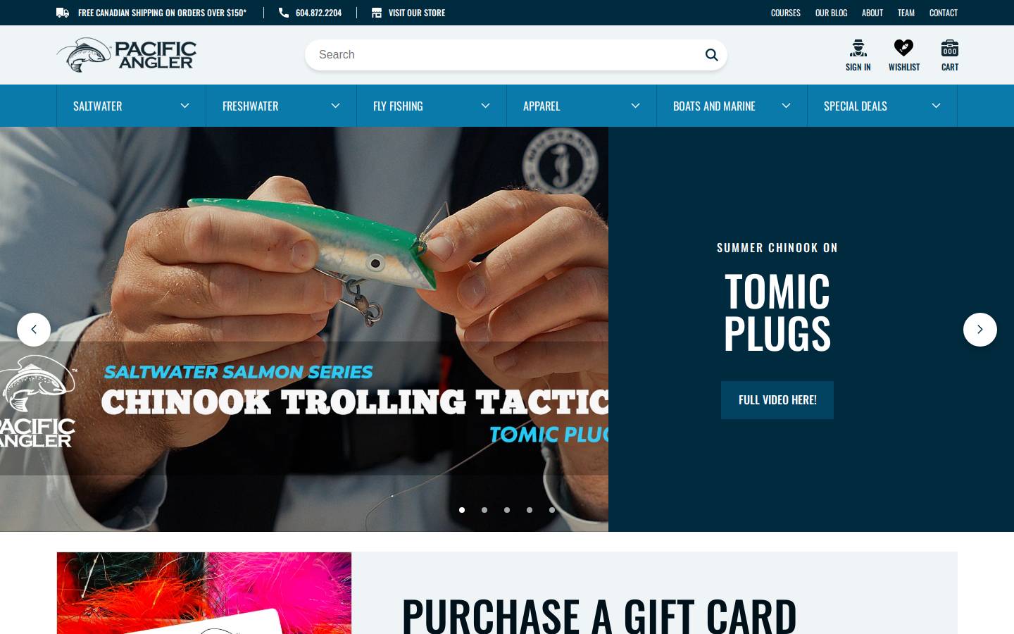 pacificangler.ca homepage screenshot