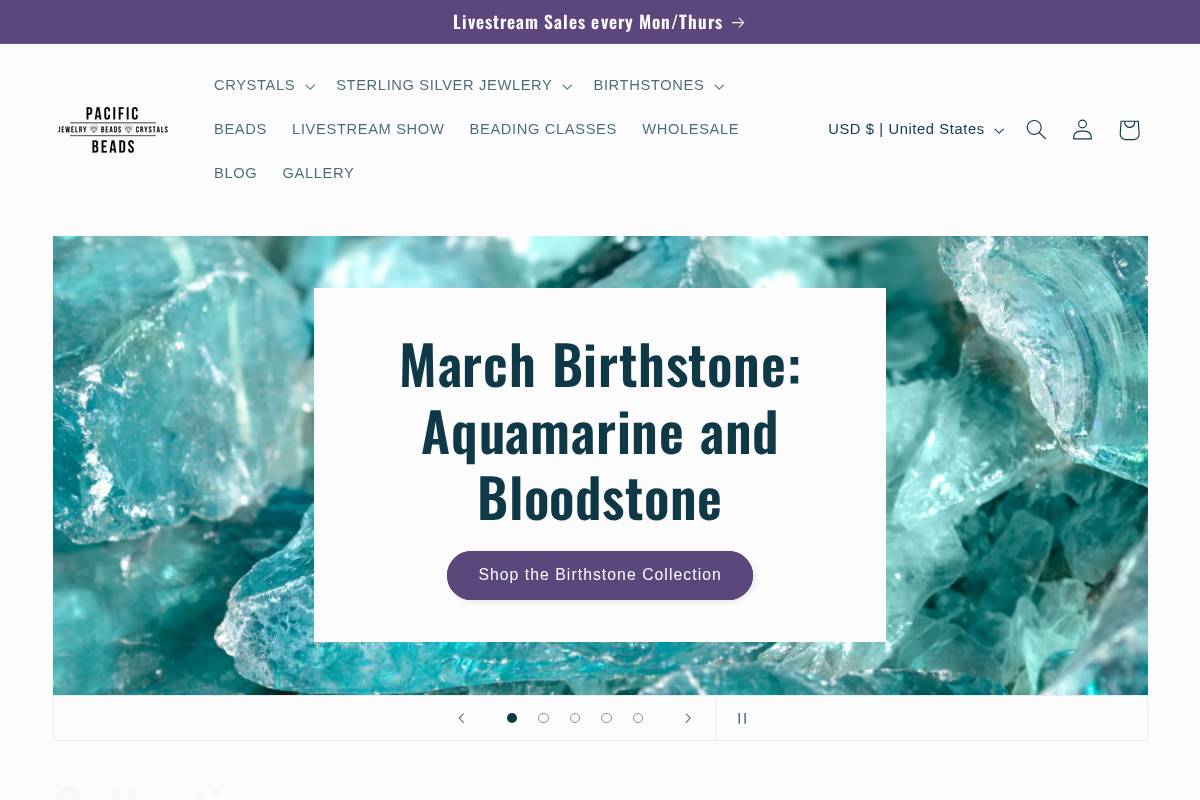 pacificbeads.com homepage screenshot