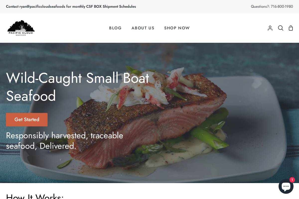 Pacificcloudseafoods homepage screenshot
