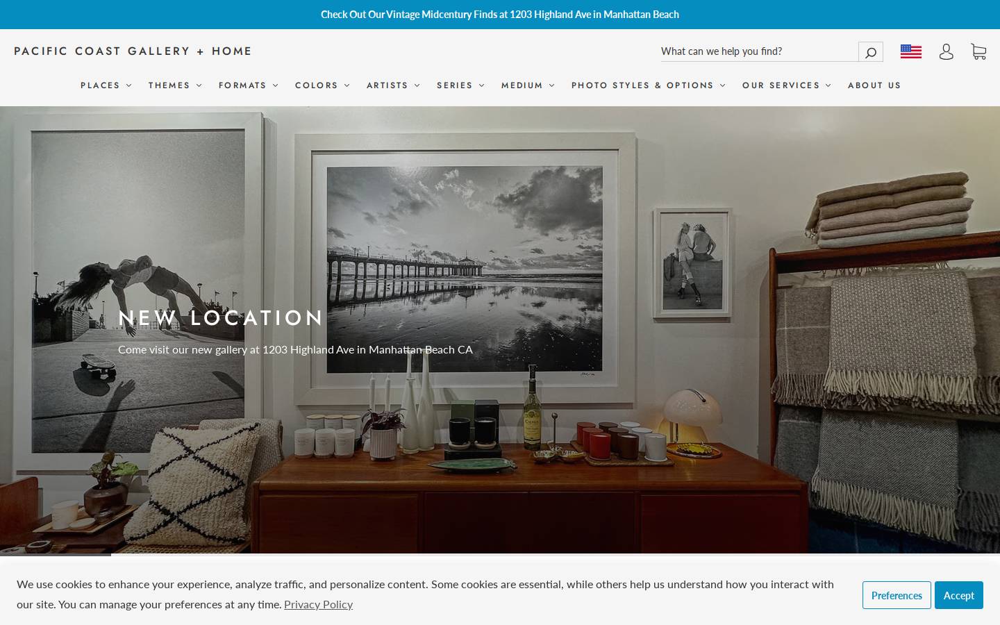 Pacific Coast Feather homepage screenshot
