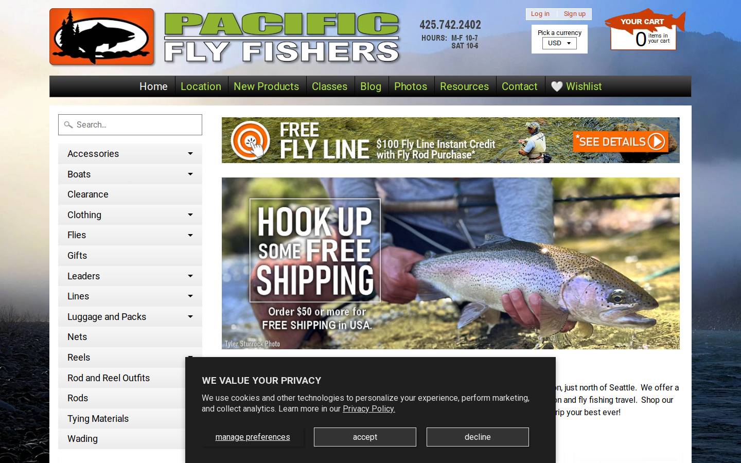 pacificflyfishers.com homepage screenshot