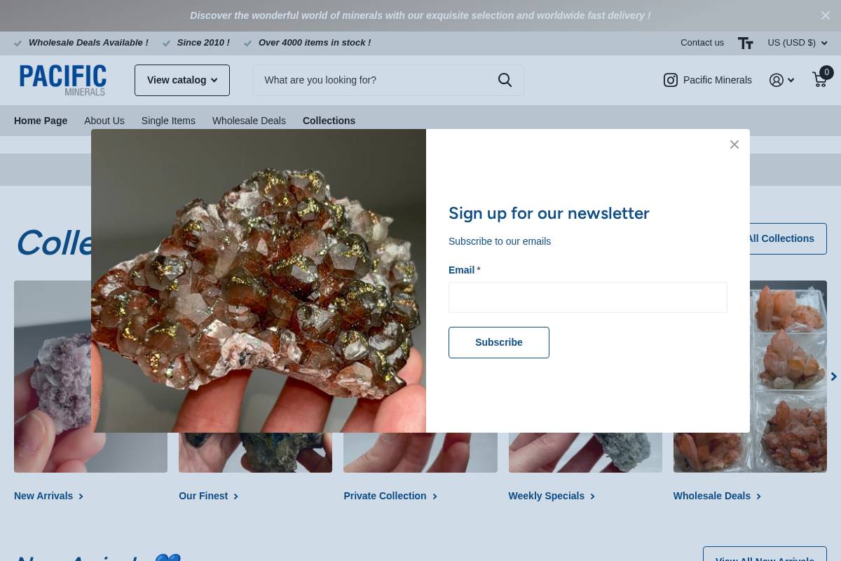 pacificminerals.shop homepage screenshot