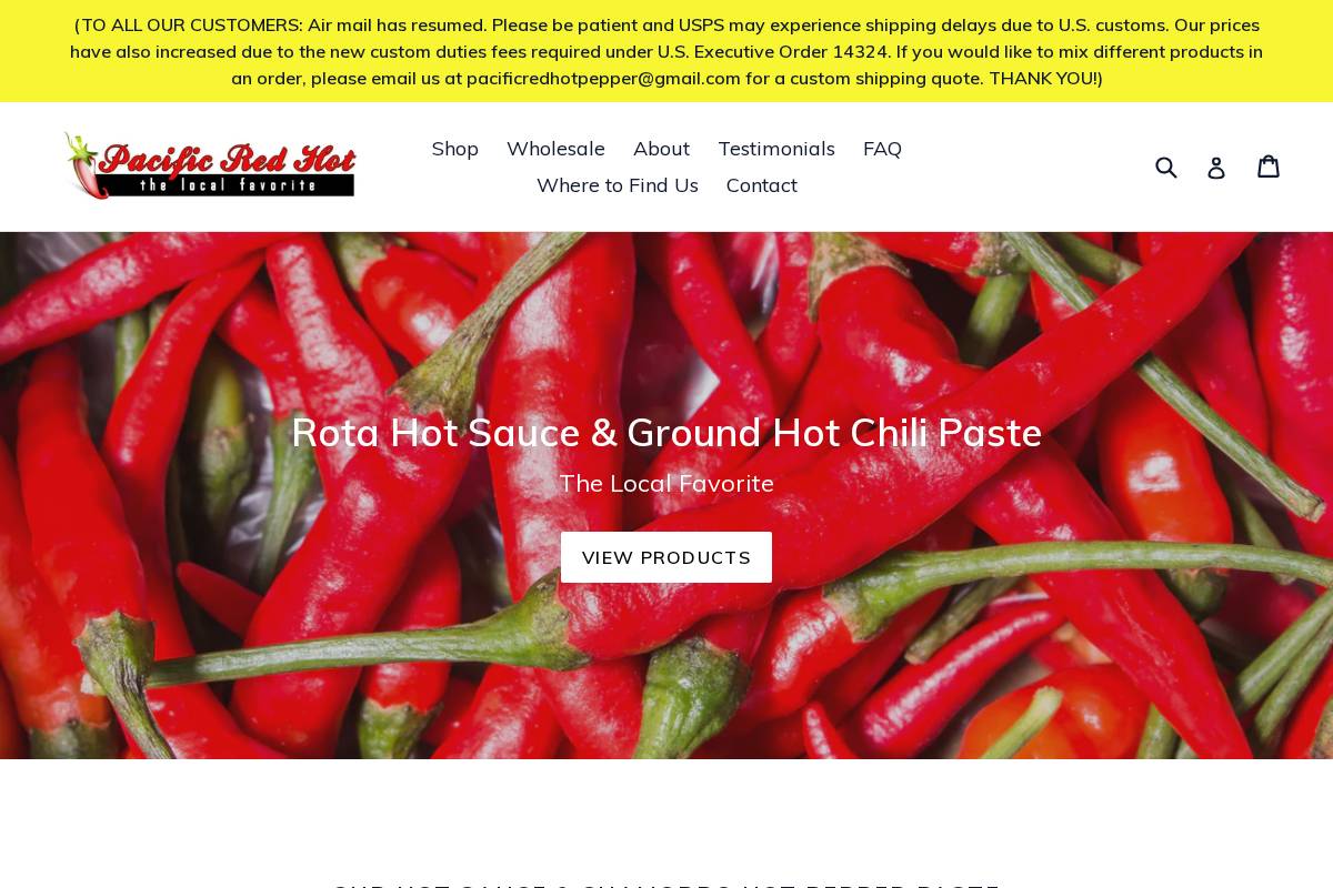 pacificredhot.com homepage screenshot