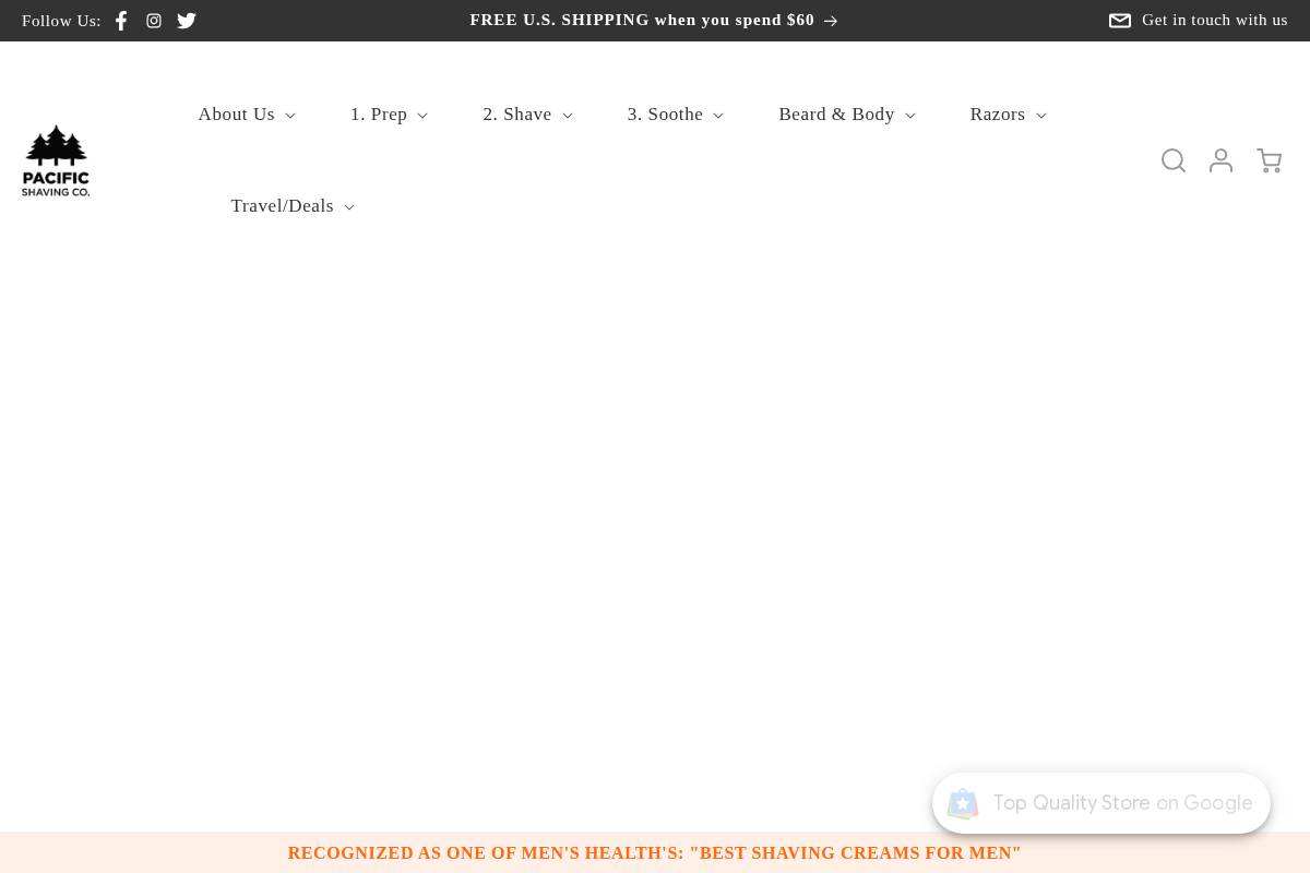 Pacificshaving homepage screenshot