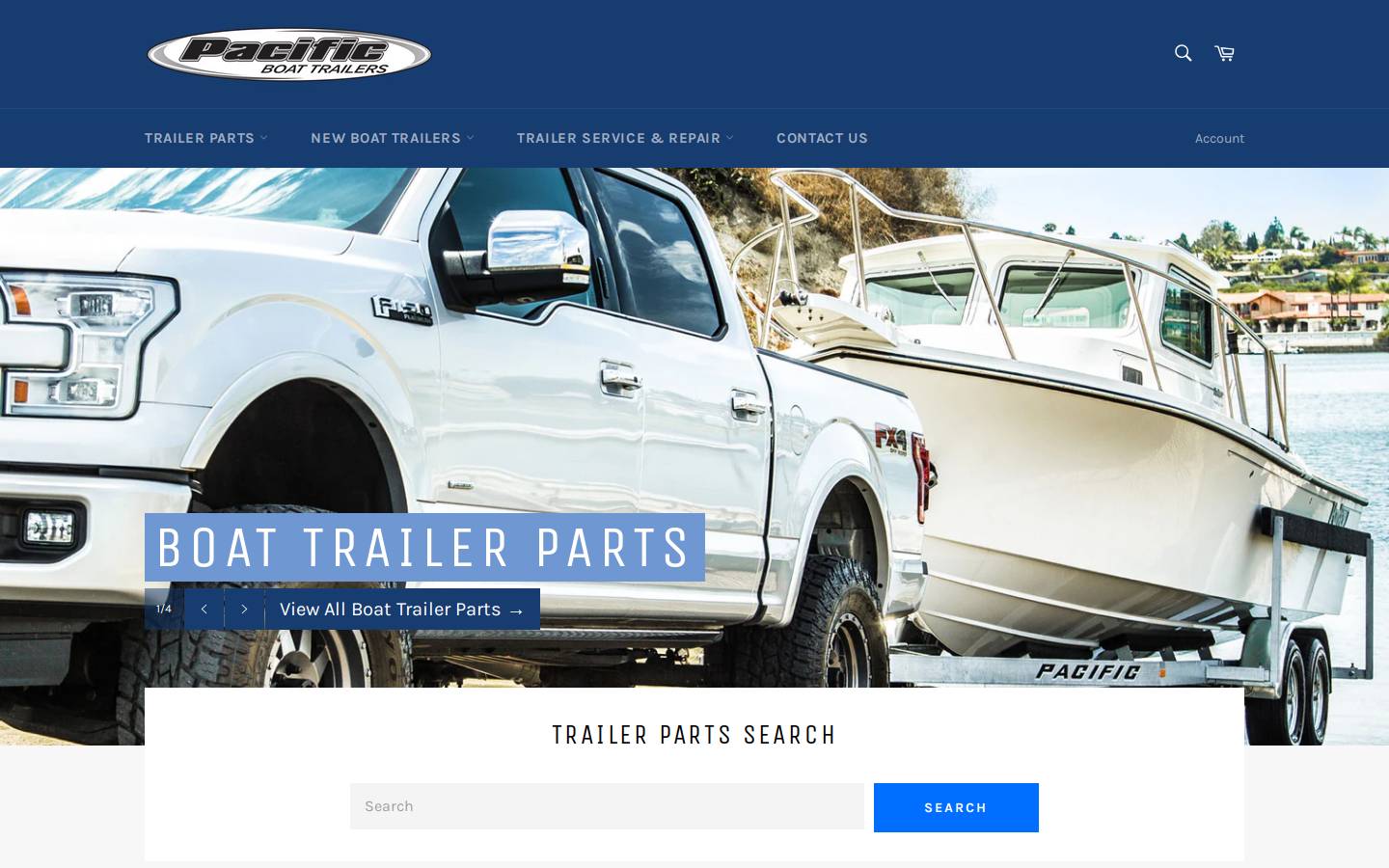 Pacific Boat Trailers homepage screenshot