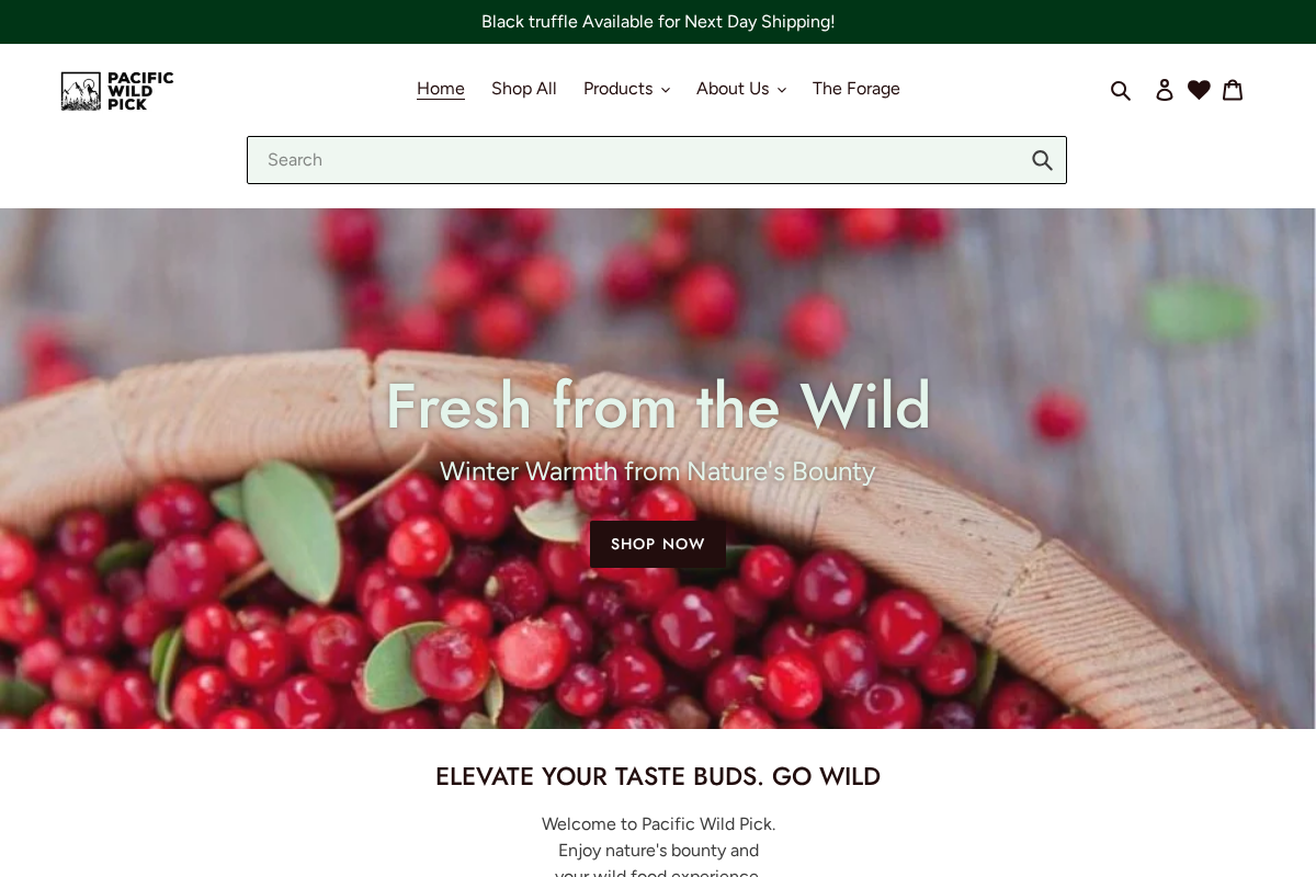 pacificwildpick.com homepage screenshot