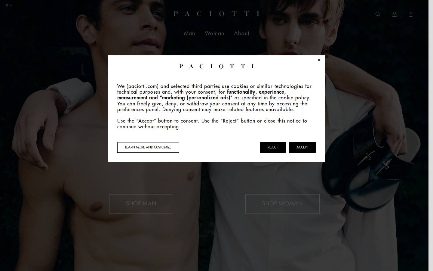 paciotti.com homepage screenshot