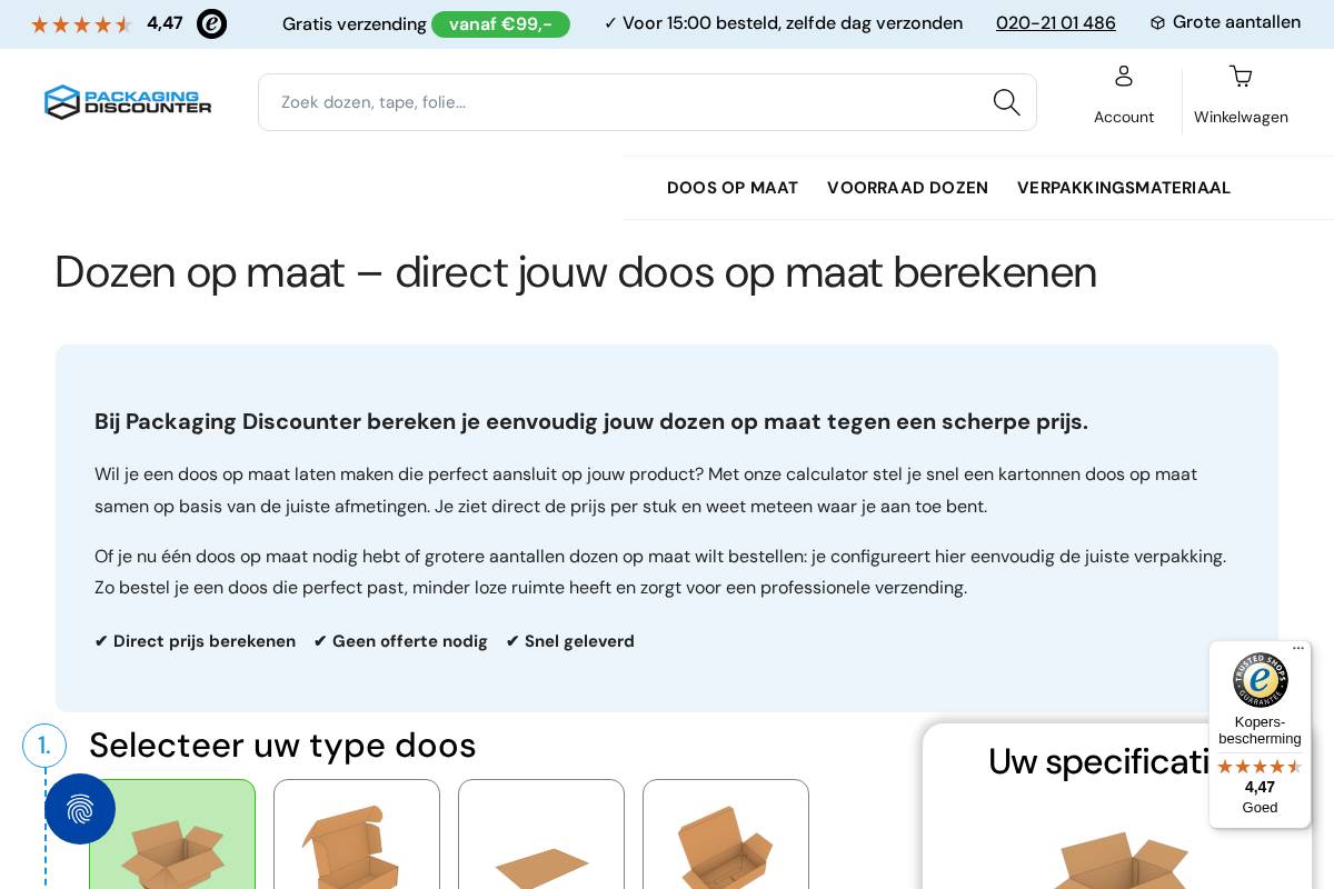 Packagingdiscounter homepage screenshot