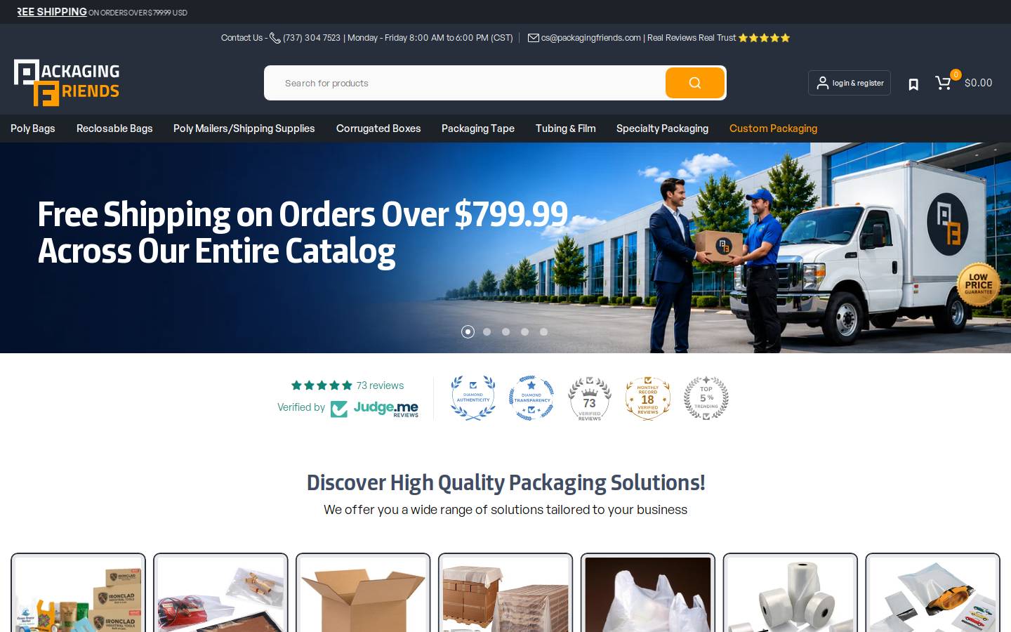 packagingfriends.com homepage screenshot