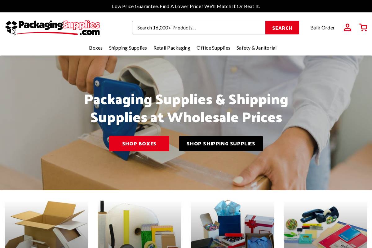 PackagingSupplies.com homepage screenshot