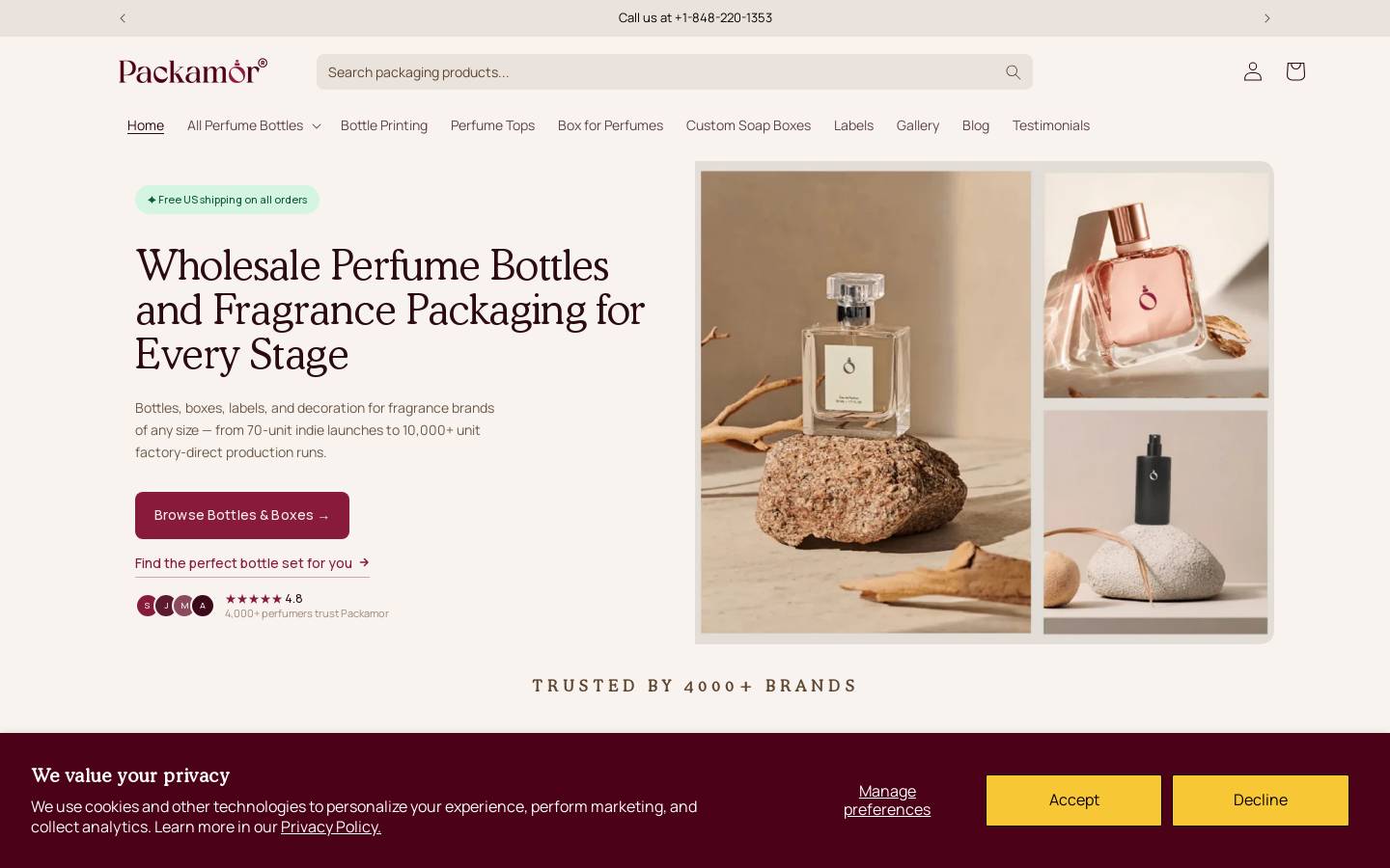 Packamor homepage screenshot