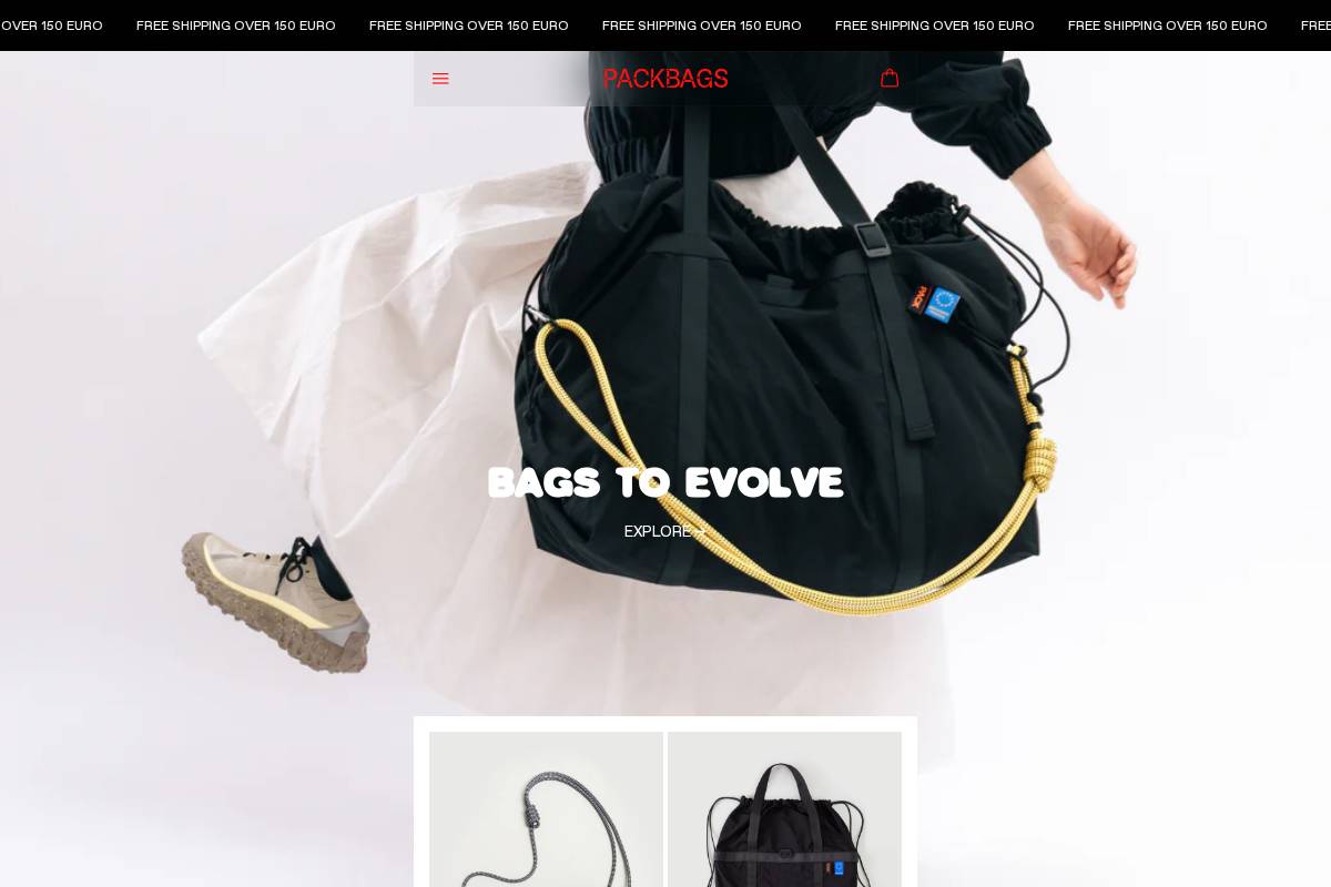 PACKBAGS homepage screenshot