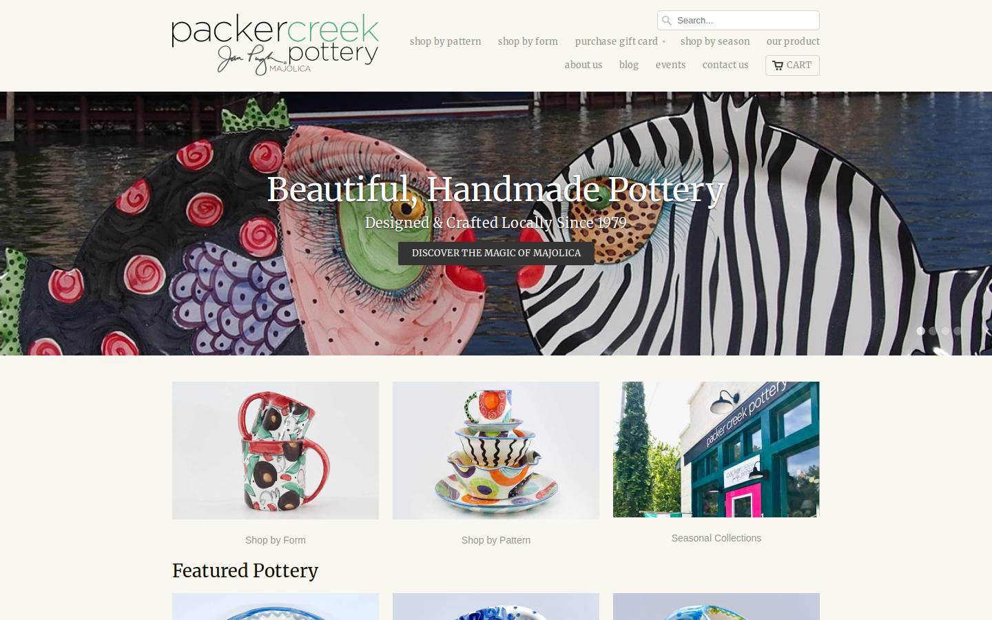 packercreekpottery.com homepage screenshot