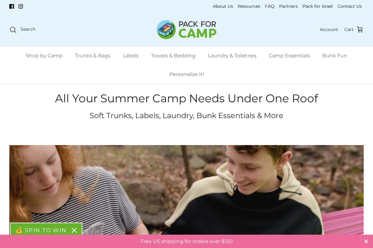 Pack for Camp homepage screenshot