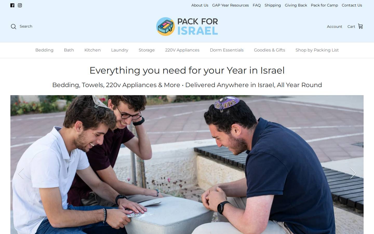 packforisrael.com homepage screenshot