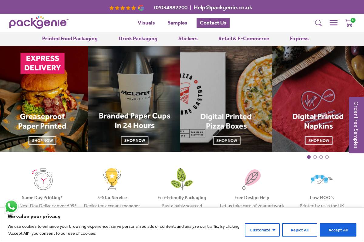 Packgenie homepage screenshot