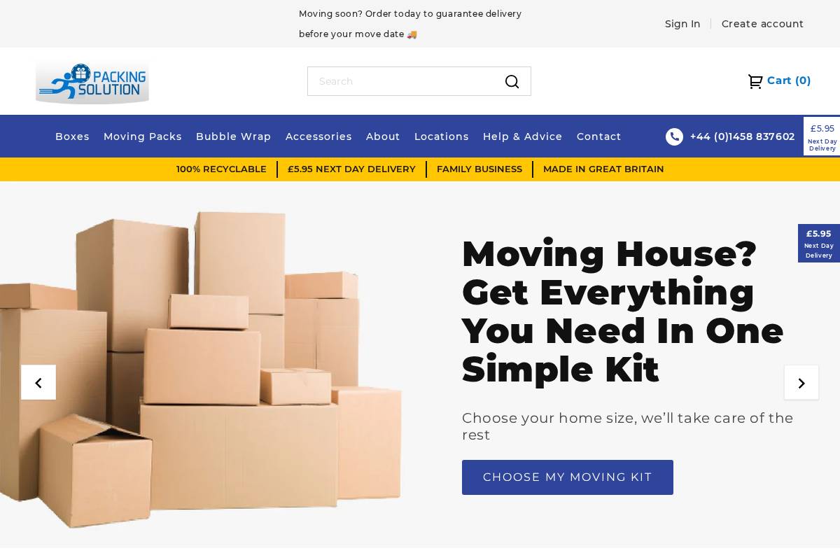 packingsolution.co.uk homepage screenshot