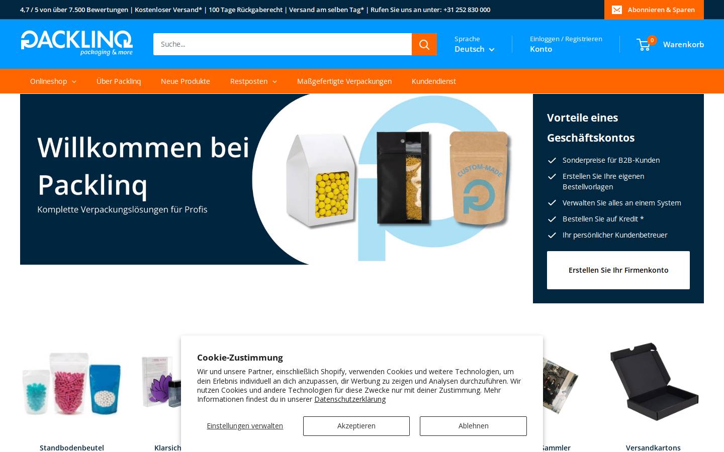Packlinq homepage screenshot