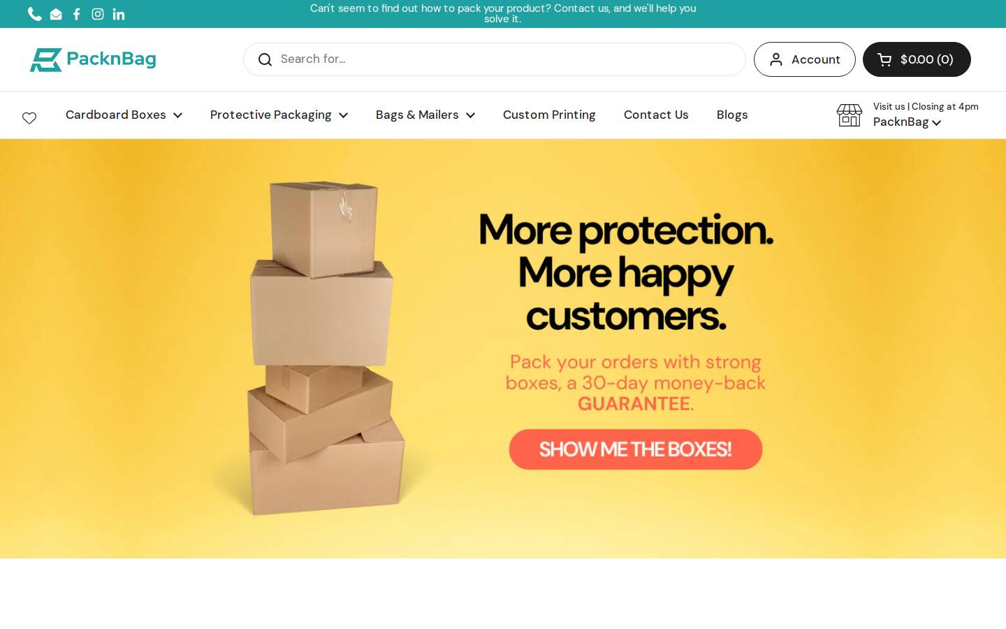 Packnbag homepage screenshot