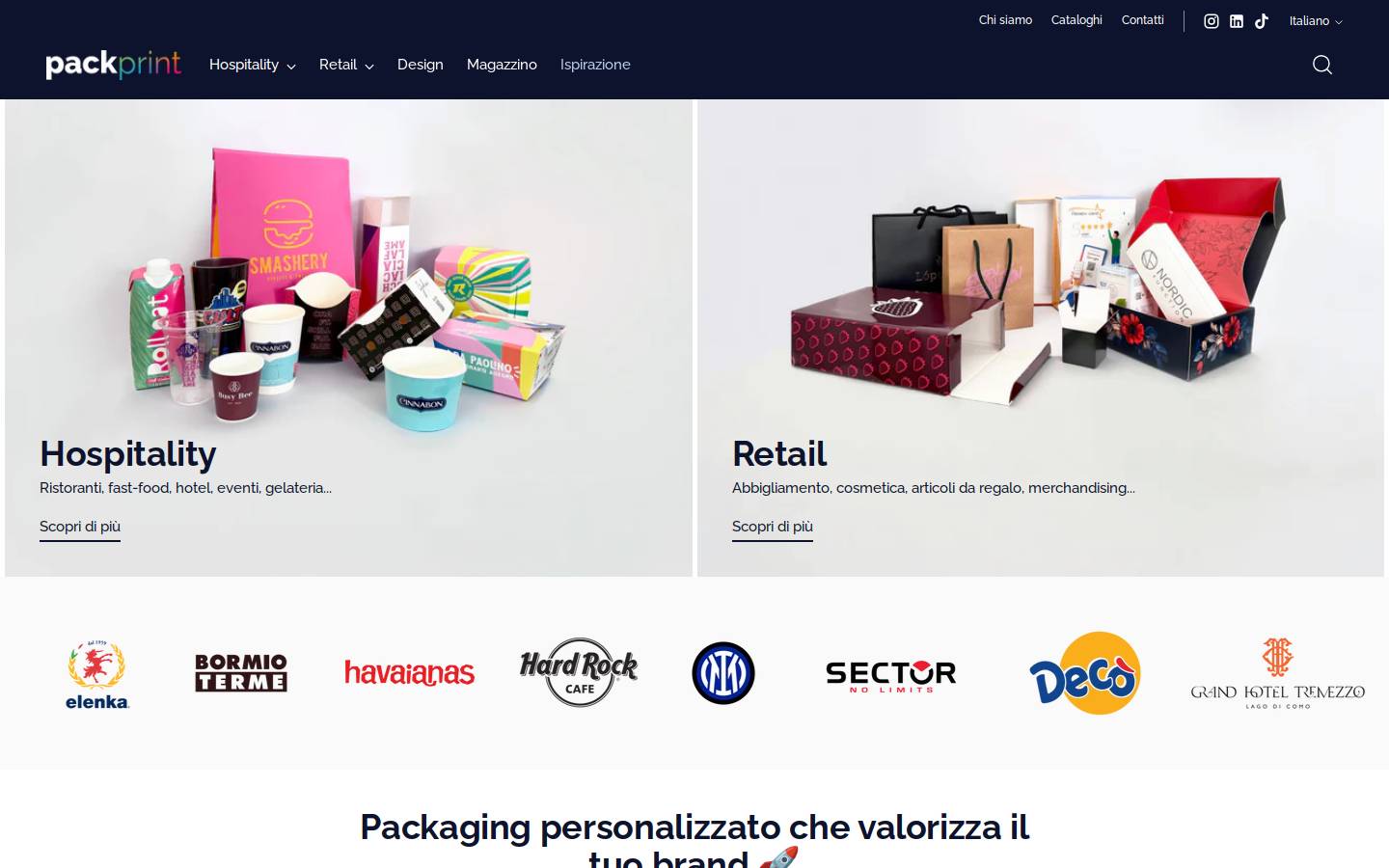 Packprint homepage screenshot